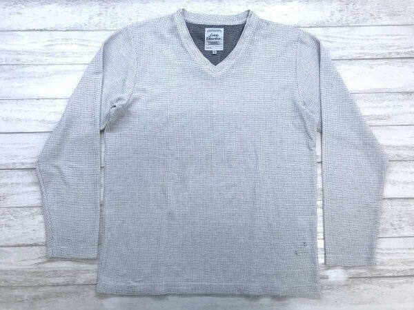 ルイシャブロン Louis Chavlon ネオお兄系 ロック モード 古着 Vネック ワッフル 長袖Tシャツ ロンT カットソー メンズ コットン混 L 白拍卖