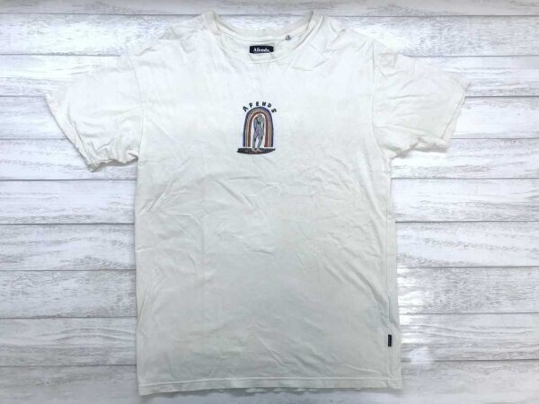 アフェンズ AFENDS アメカジ サーフ カルチャー 虹 レインボー ウェットスーツ イラスト 半袖 Tシャツ メンズ コットン100% M オフホワイト拍卖