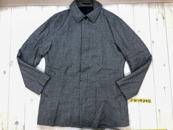 RECENCY OF MINE リーセンシー オブ マイン メンズ ウール カシミヤ混 千鳥 ニット ステンカラーコート 48 白黒拍卖