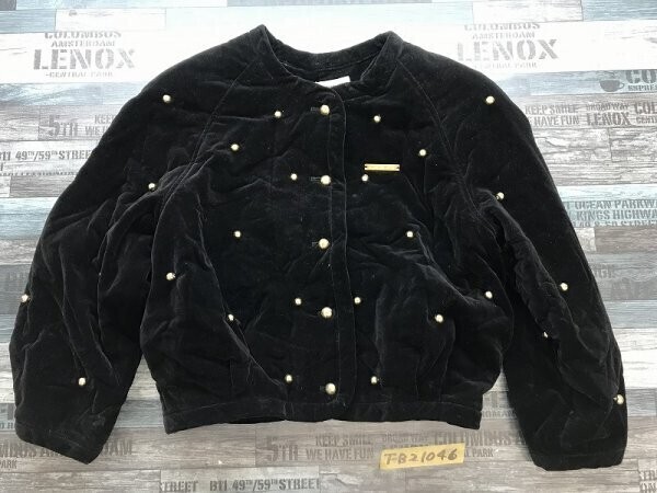 LANEROSSI SPORT レディース 日本製 ビジュー付き コットン ベロア ジャケット 42 黒金拍卖