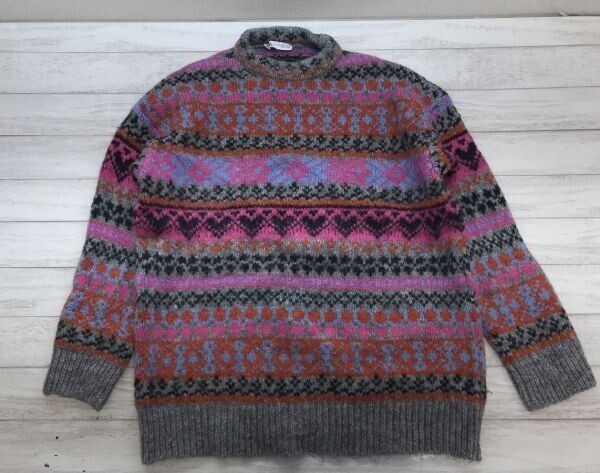 ZARA ザラ 総柄 トレンド コージー レトロ ガーリー 古着 ハート ノルディック ジャガード ボーダー ニット セーター レディース L拍卖