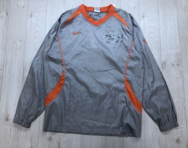 NIKE ナイキ 福岡女学院 SS カレッジ トレーニング サッカー プラクティス ピステ 長袖シャツ ポリエステル100% M グレー オレンジ拍卖