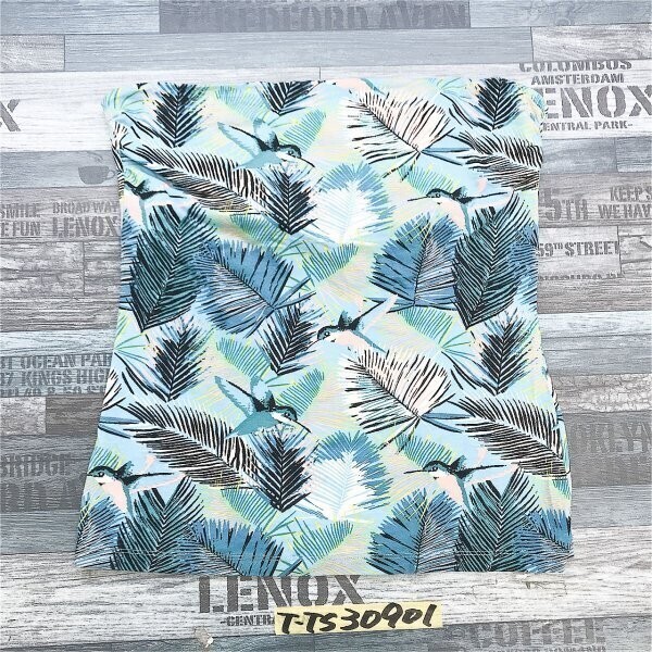 H&M エイチアンドエム レディース ボタニカル 南国 チュールトップス L 青拍卖