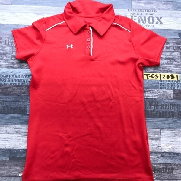 UNDER ARMOUR アンダーアーマー レディース ワンポイントロゴ刺繍 半袖ポロシャツ MD 赤拍卖