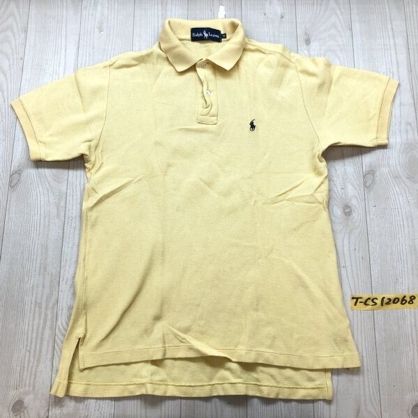 RALPH LAUREN ラルフローレン メンズ ポニー刺繍 鹿の子 半袖ポロシャツ M 黄色拍卖