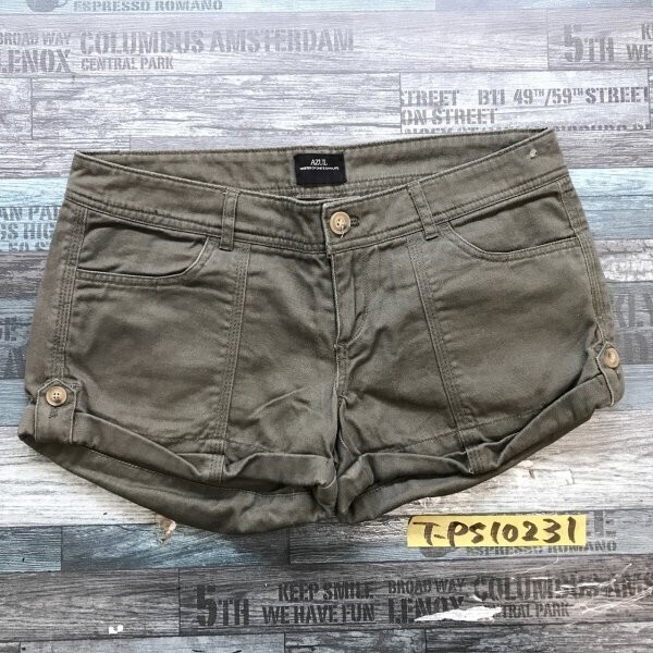 AZUL レディース コットン ロールアップ ショートパンツ S ブラウングレー拍卖