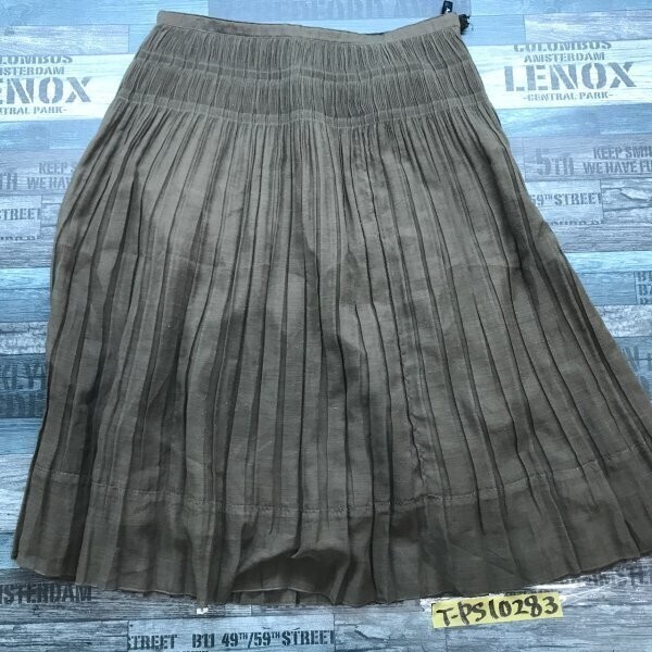 Aquascutum アクアスキュータム レディース 裏地付き サイドファスナー 日本製 プリーツスカート カーキブラウン拍卖