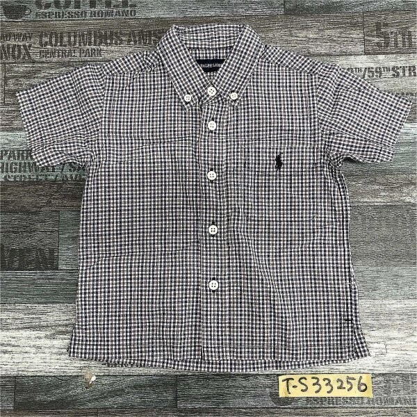 RALPH LAUREN ラルフローレン キッズ 男の子 チェック柄 半袖シャツ 80 青拍卖