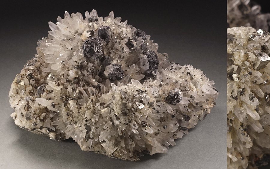 ∇花∇天然水晶原石 クォーツ・クラスター パイライト・スファレライト共生 幅22.3×18.3cm/重量4492gの大型 鉱物 天然石 宝石置物 群晶 S拍卖