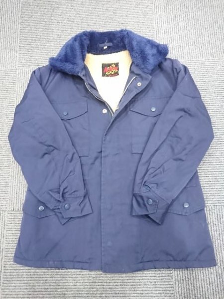 ★☆ACTION ドカジャン 80s 90s ビンテージ 長袖 中綿 裏ボア カストロジャケット ジャンパー ブルゾン 防寒 ネイビー☆★拍卖