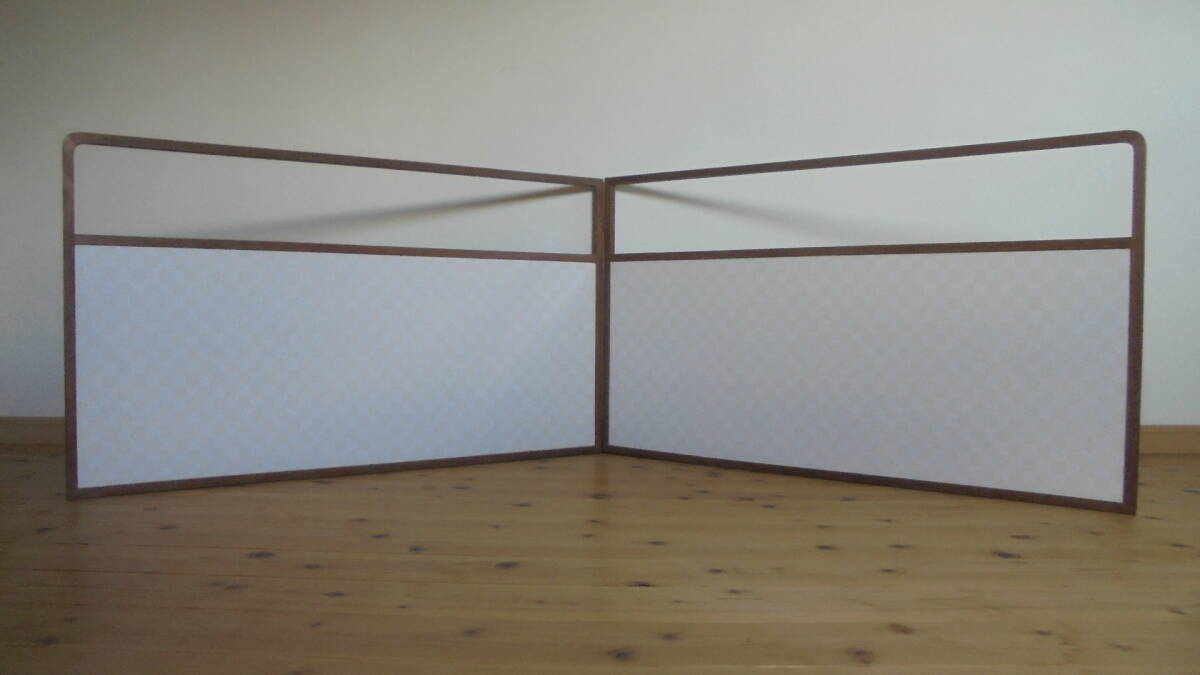 風炉先屏風 桑縁 網代貼 市松模様 茶道具 共布 紙共箱 レトロ 美品 8109 茶道具等 京都雲屋 拍卖