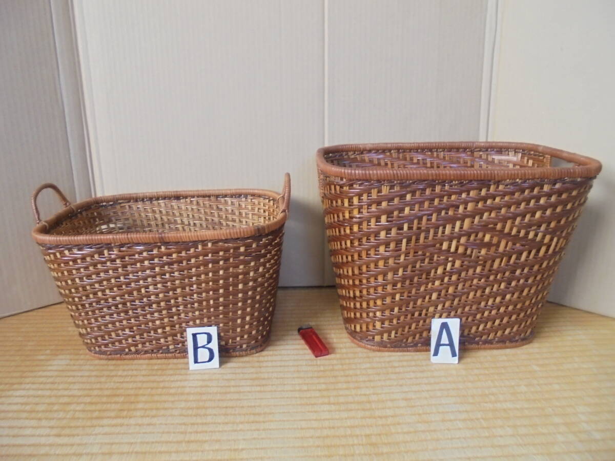 篭2個 入れ子 竹材等 レトロ 良品 7142 木製 竹製品 各種道具等 京都雲屋 拍卖