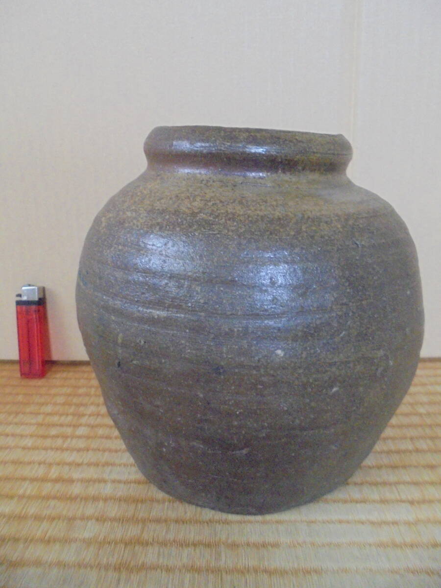 古越前壺 手ひねり 紐造り 種壺 レトロ 8289 陶器 時代陶器等 京都雲屋 拍卖