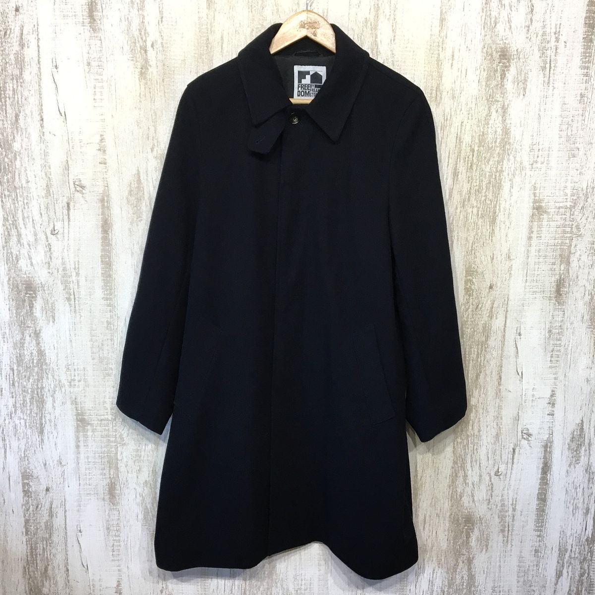 101☆【ウールチェスターコート】FREAK STORE フリークスストア ロングコート 紺 M拍卖