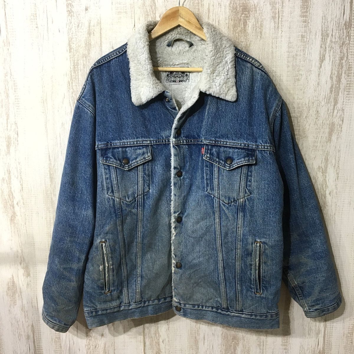 V513☆【90s ヴィンテージ 裏ボア デニムジャケット ジージャン】LEVI'S リーバイス アメカジ XL拍卖
