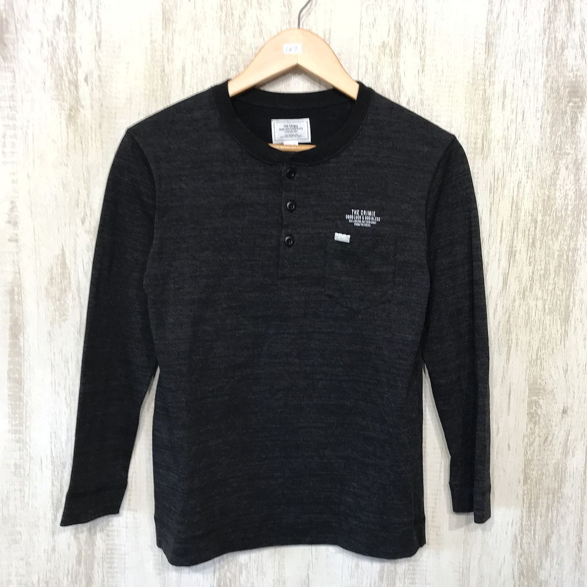 167☆【GOOD LUCK & GOD BLESS ヘンリーネック カットソー】THE CRIMIE クライミー ロングTシャツ 黒 S拍卖