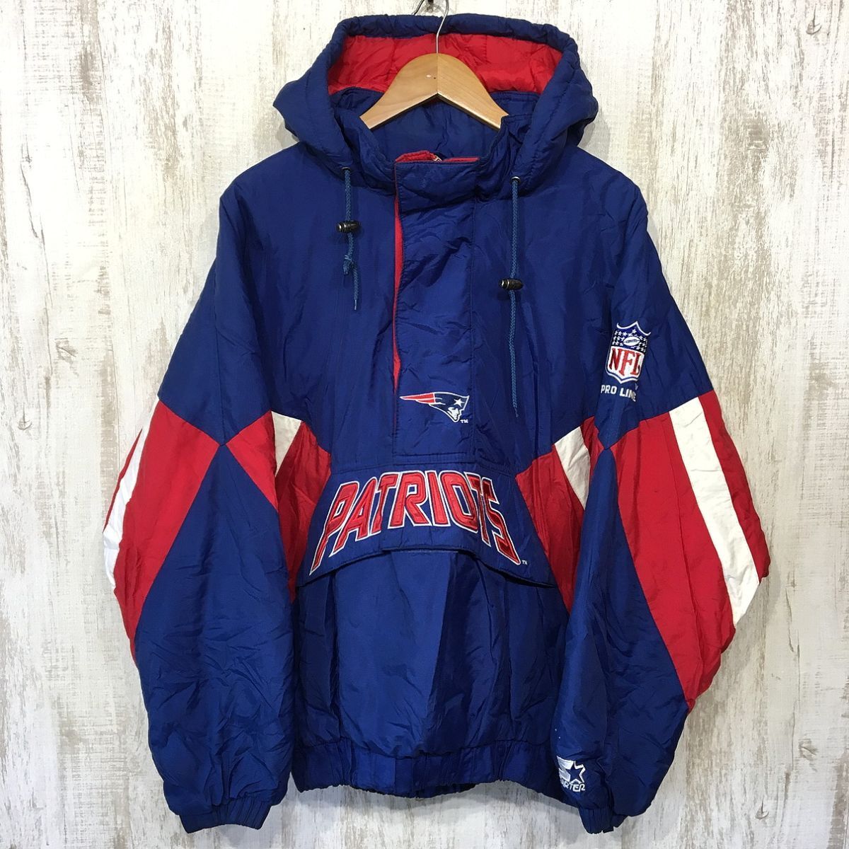 V525☆【NFL ニューイングランド ペイトリオッツ アノラックパーカー】STARTER スターター フーディージャケット L拍卖