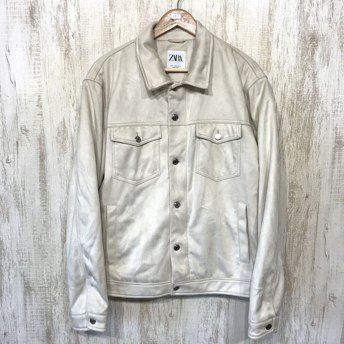 173☆【フェイクスエード トラッカージャケット】ZARA ザラ アイボリー XL拍卖