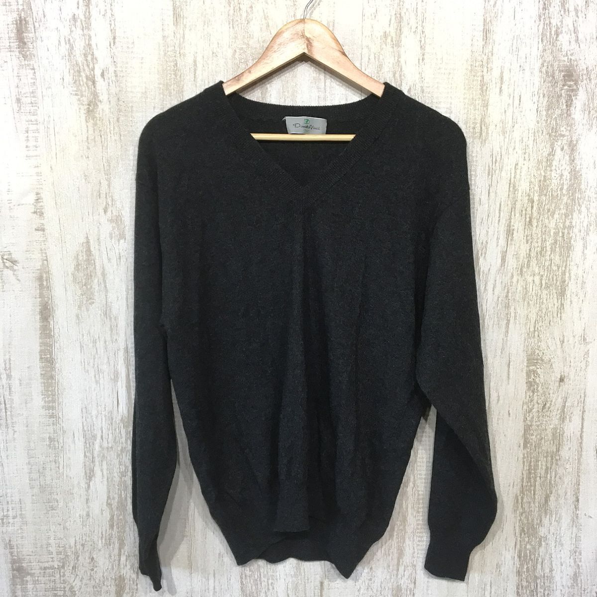 176☆【90s ヴィンテージ 古着 カシミアニットセーター カシミヤ100%】Donata virci ダークグレー M拍卖