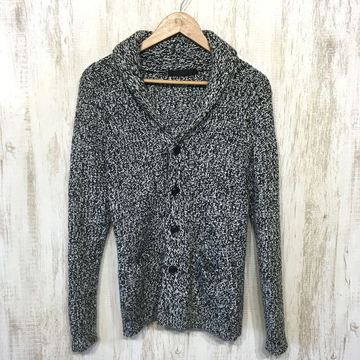 177☆【ショールカラー ウールニットジャケット】FUGA フーガ セーター 44拍卖