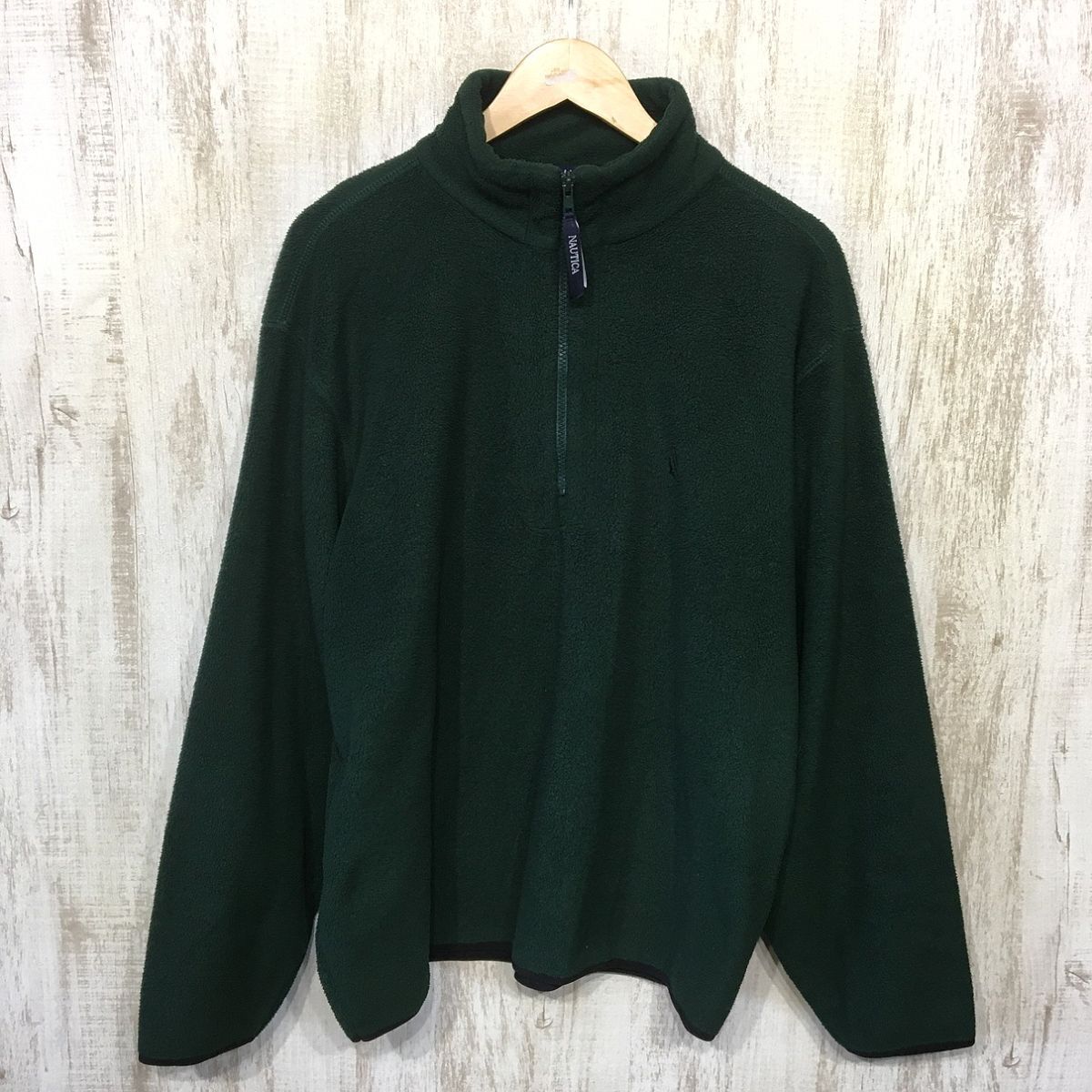 197☆【USA製 アメリカ古着 ハーフジップ プルオーバーフリースジャケット】NAUTICA ノーティカ 緑 M拍卖