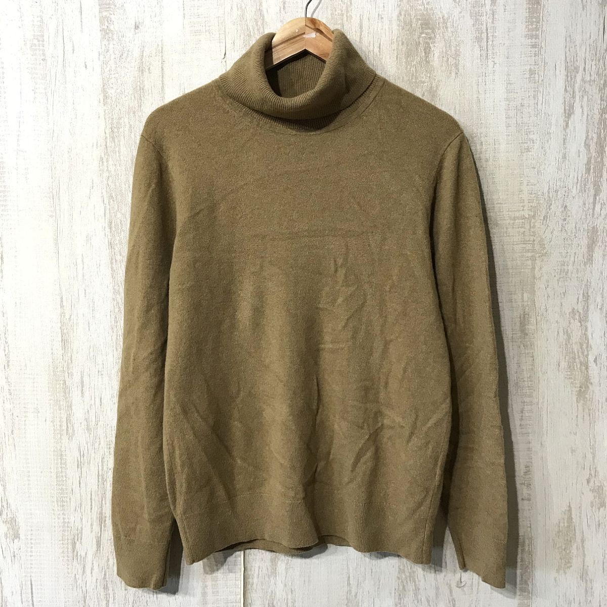 212☆【タートルネック カシミアニットセーター カシミヤ100%】UNIQLO ユニクロ L 茶拍卖