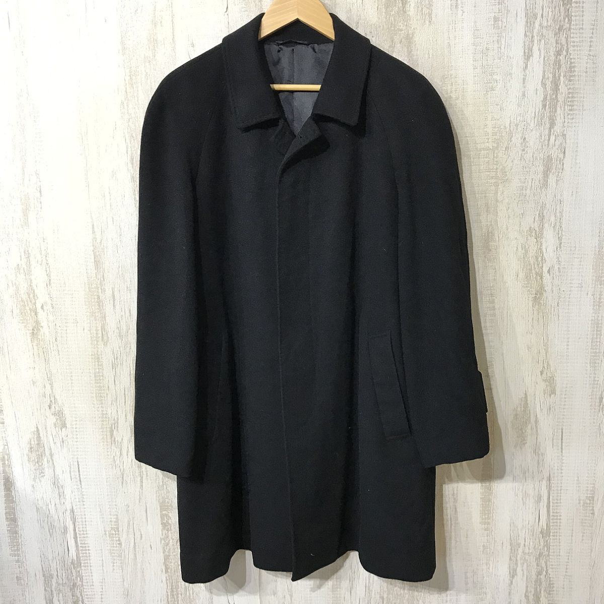 216☆【ステンカラー カシミアロングコート カシミヤ100%】Valentino Rudy ビジネス 黒 LL拍卖