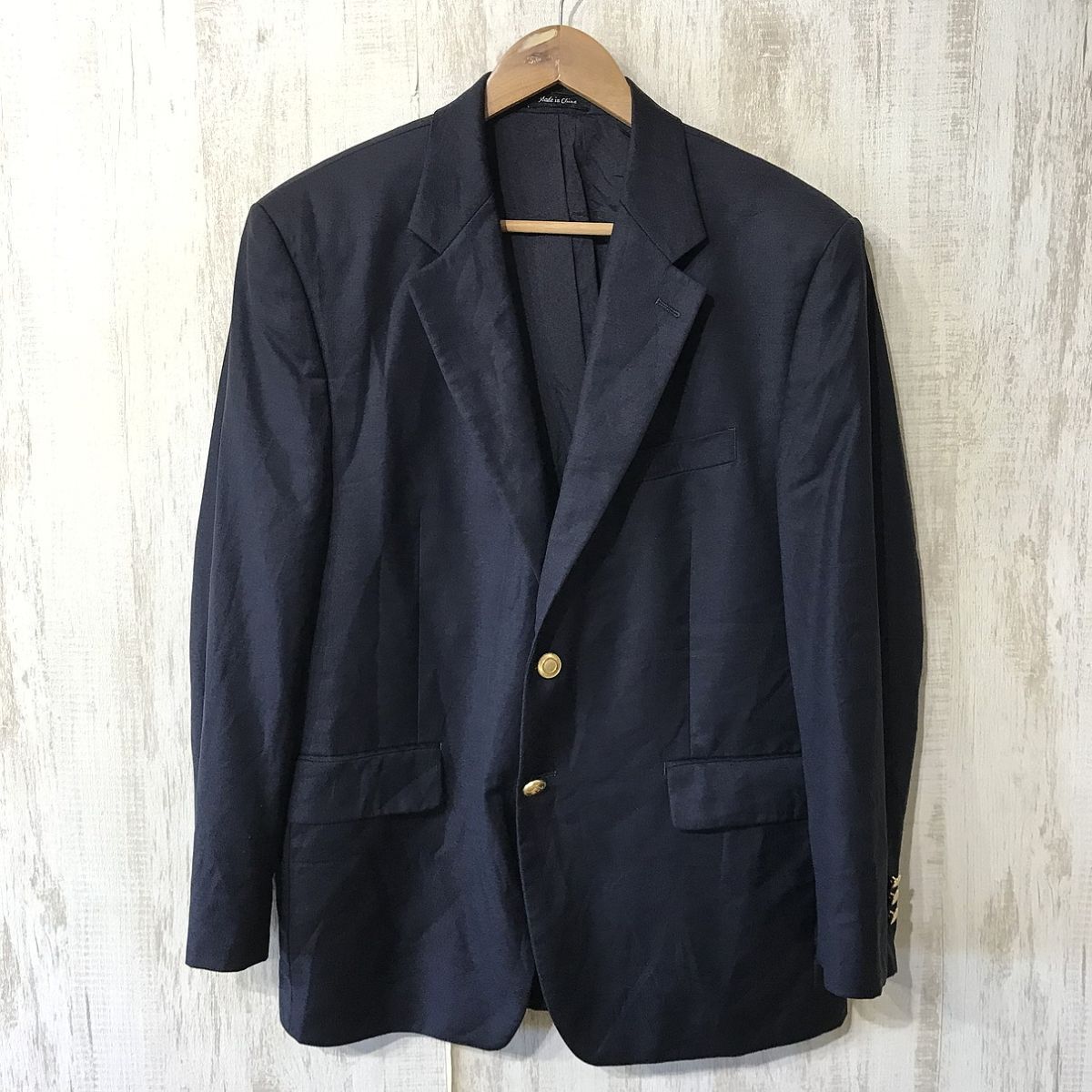 960☆【金ボタン 紺ブレ シングルブレザー】LAUREN RALPH LAUREN ラルフローレン テーラードジャケット 紺拍卖