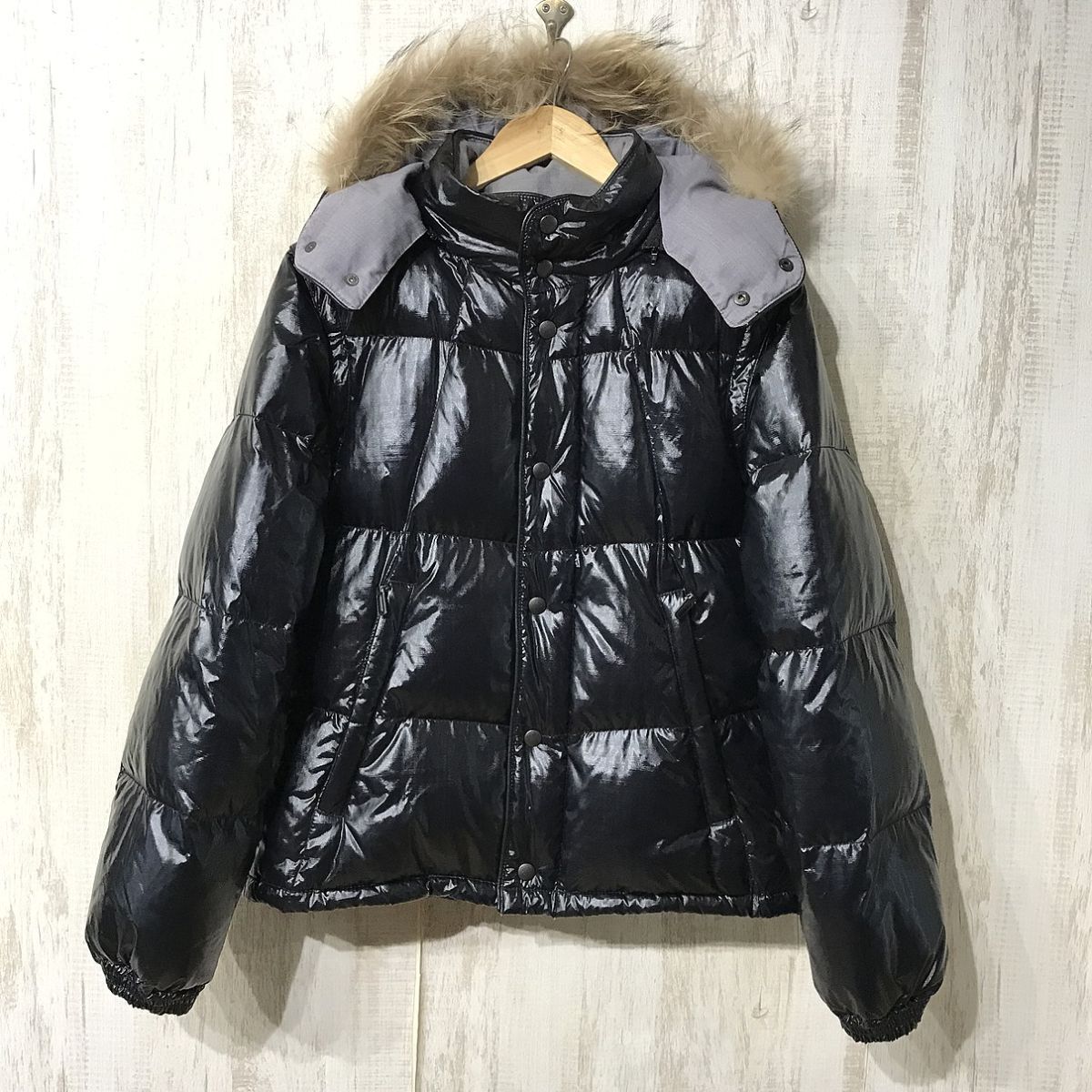 369☆【光沢 フーディー ダウンジャケット】TK タケオキクチ ダウンパーカー 黒 2拍卖