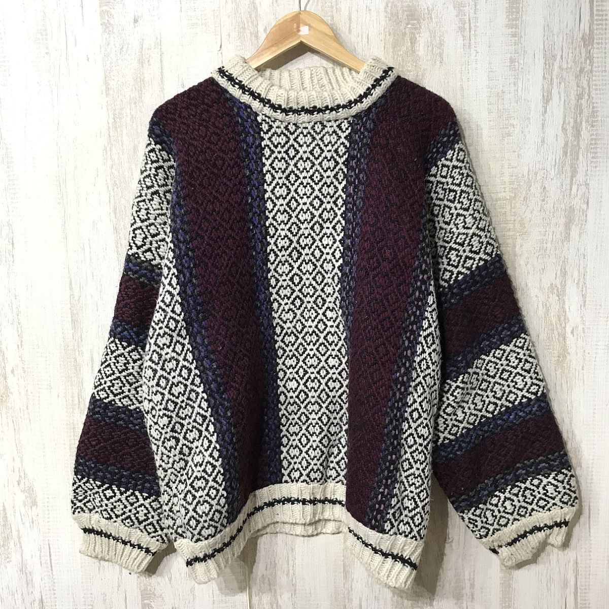 V533☆【チマヨ ネイティブデザイン アランニットセーター】マルチカラー拍卖