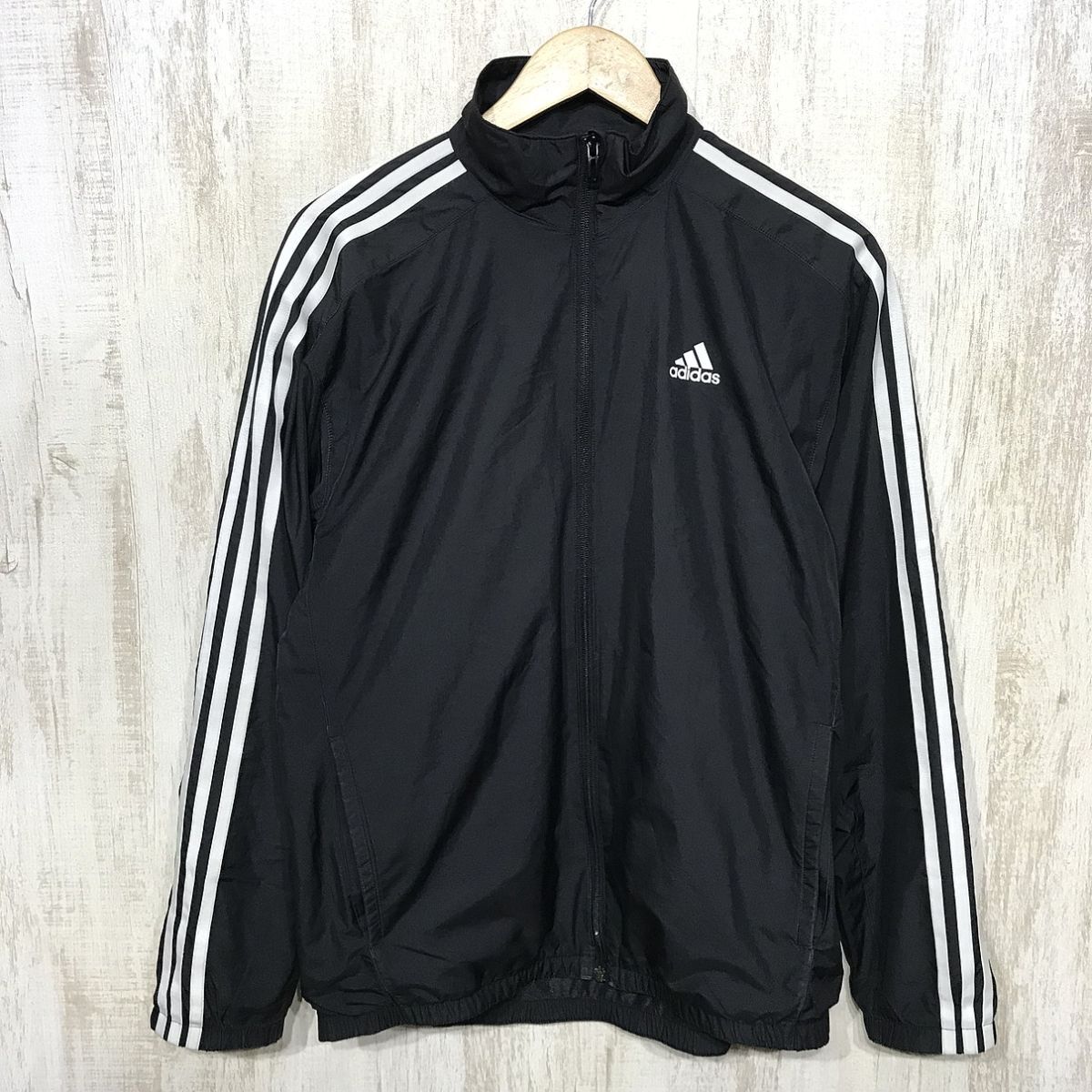 923☆【3ストライプ トラックジャケット】adidas アディダス ジャージ 黒 L拍卖