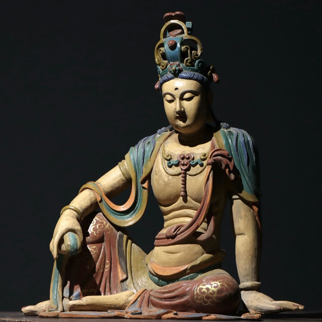 ▼渡鶴羽▼H7206明時代 楠木自在観音 楠木彩絵 細工彫刻★仏教古美術★仏像★細密細工★廃寺旧蔵★廃寺買出品拍卖