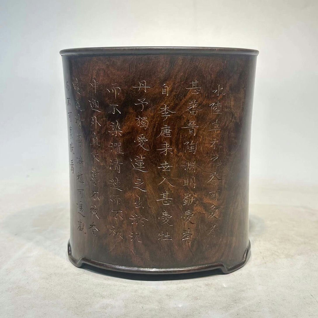 ▼渡鶴羽▼E0192清時代 黄花梨筆立 黄花梨木細密細工★古置物★古賞物★古擺件★蒐集家放出★唐物拍卖