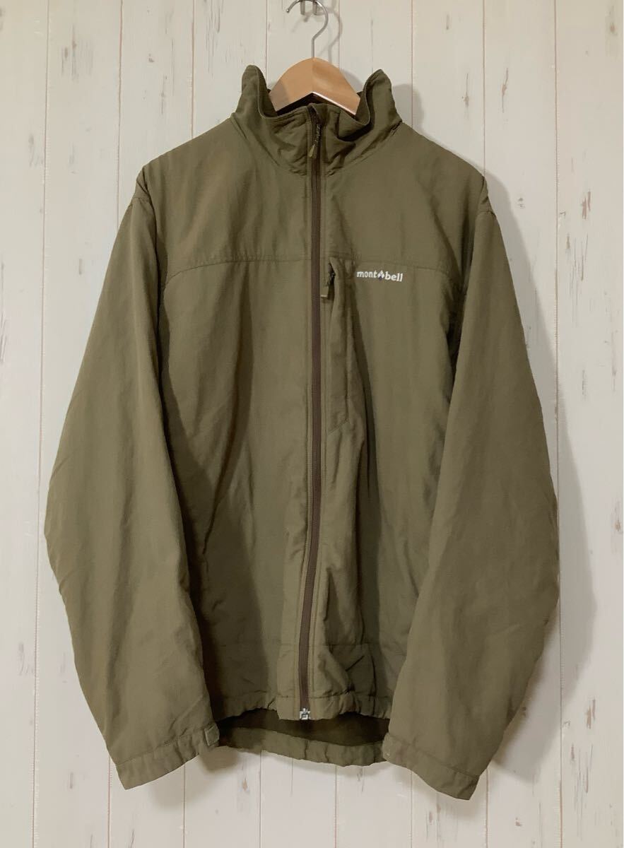 て1776 mont-bell モンベル 1102325 ウィズシェルジャケット ナイロンジャケット XL カーキ ロゴ刺繍 CLIMAPLUS 裏起毛拍卖