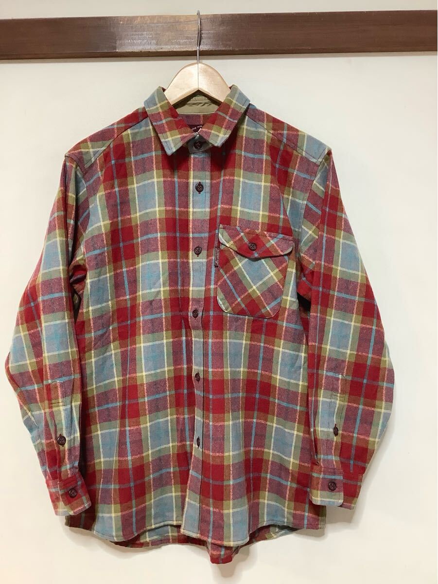 つ1752 TARAS BOULBA タラスブルバ チェック 長袖ウールシャツ L レディース ダークレッド/ライトブルー/カーキ拍卖