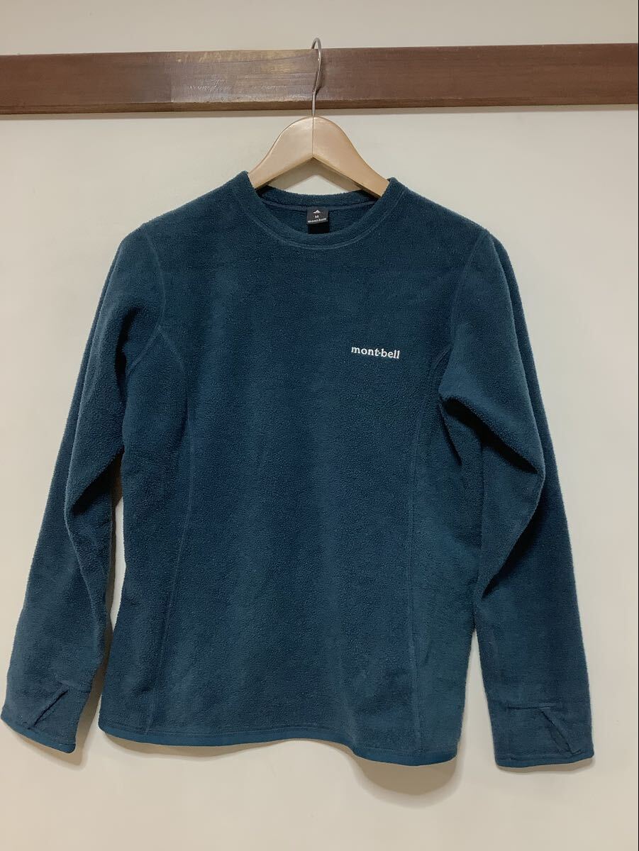 て1710 mont-bell モンベル ライトスウェット フリース M レディース ブルーグリーン 1106596 クリマプラス100 拍卖