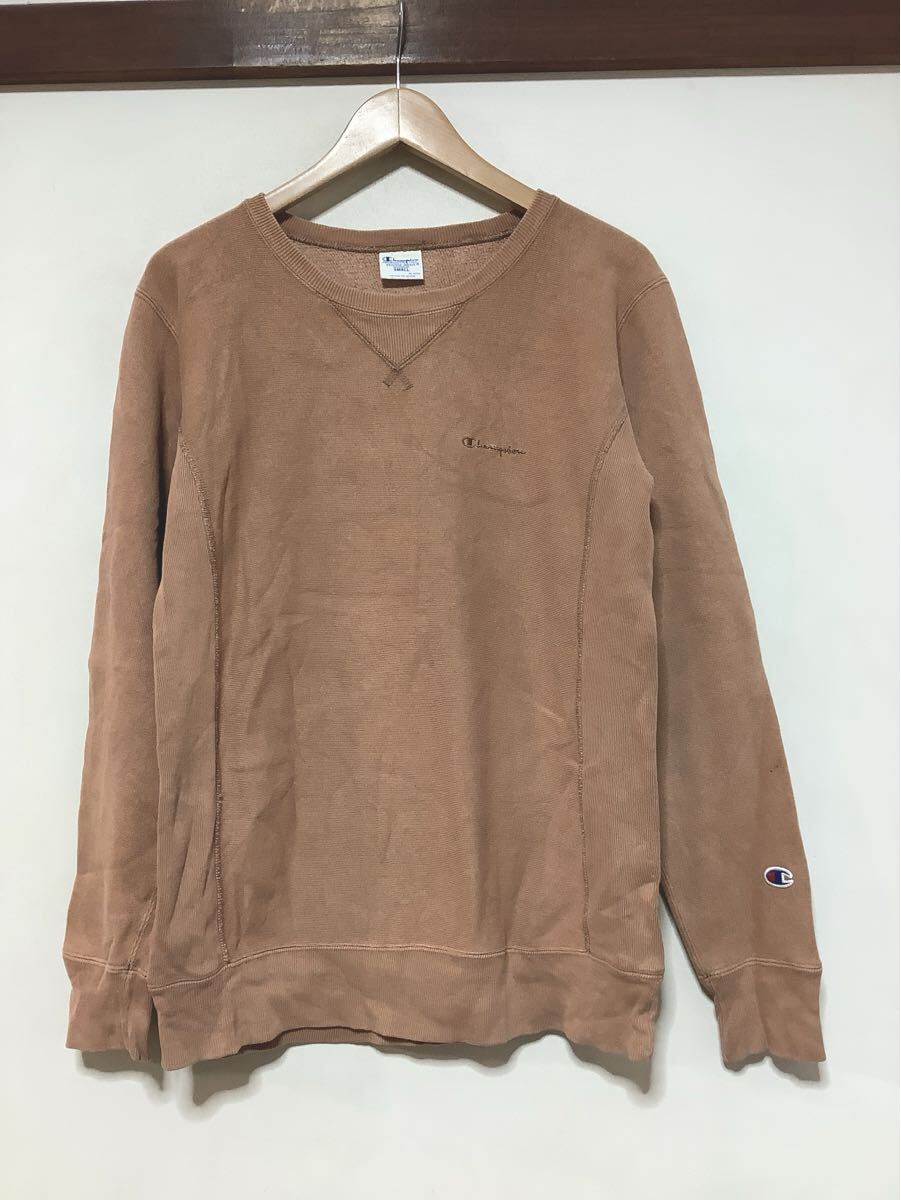 て1716 Champion REVERSE WEAVE チャンピオン リバースウィーブ スウェット トレーナー S 復刻 青タグ 裏起毛 ライトブラウン系拍卖
