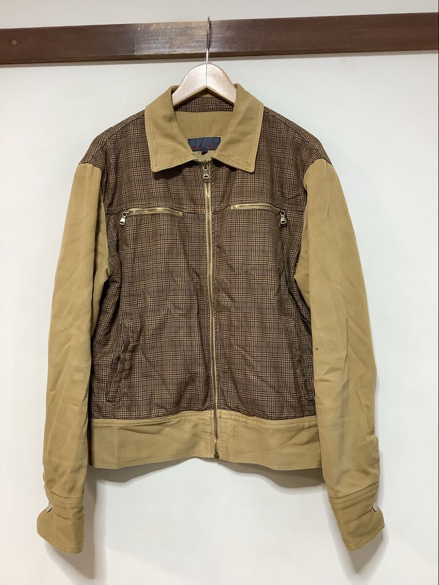 て1720 jeans Les Copains レコパン ジーンズ チェック柄 ジャケット ブルゾン 50 ブラウン系 拍卖