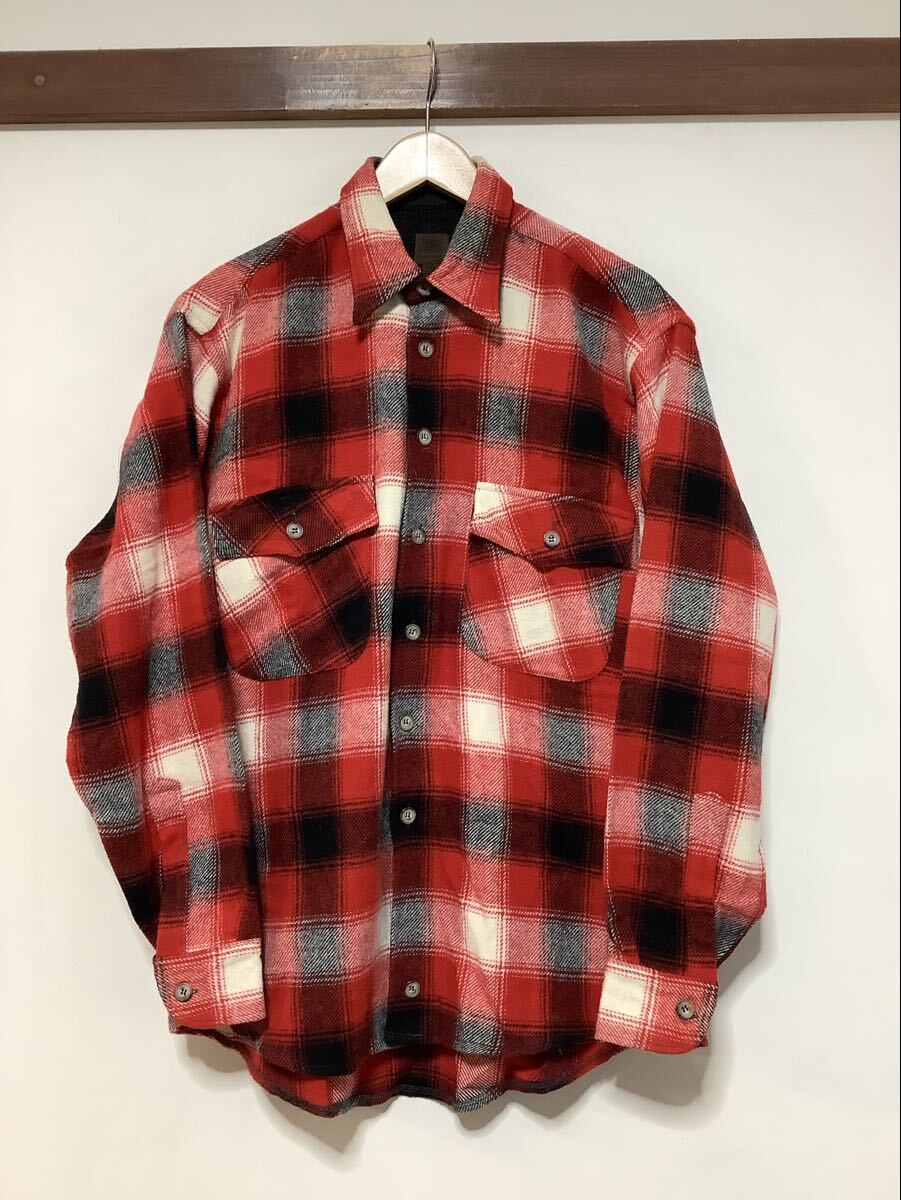て1731 イタリア製 PHILL GREEN フィルグリーン チェック長袖シャツ ウールシャツ M レッド/ホワイト/ブラック拍卖