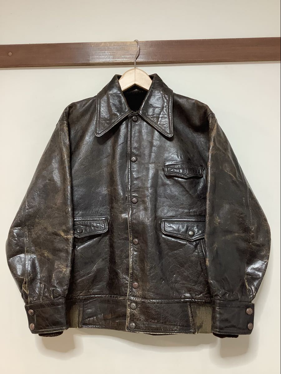 て1739 ノーブランド レザージャケット ビンテージ 裏起毛 ダークブラウン 拍卖