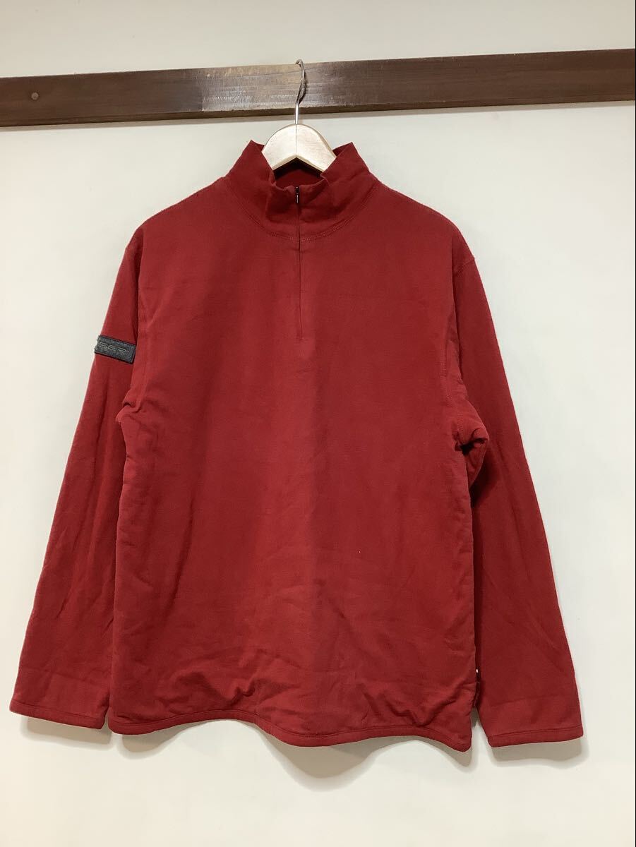 て1741 TOMMY HILFIGER トミーヒルフィガー 無地 ハーフジップスウェット トレーナー M ダークレッド 拍卖