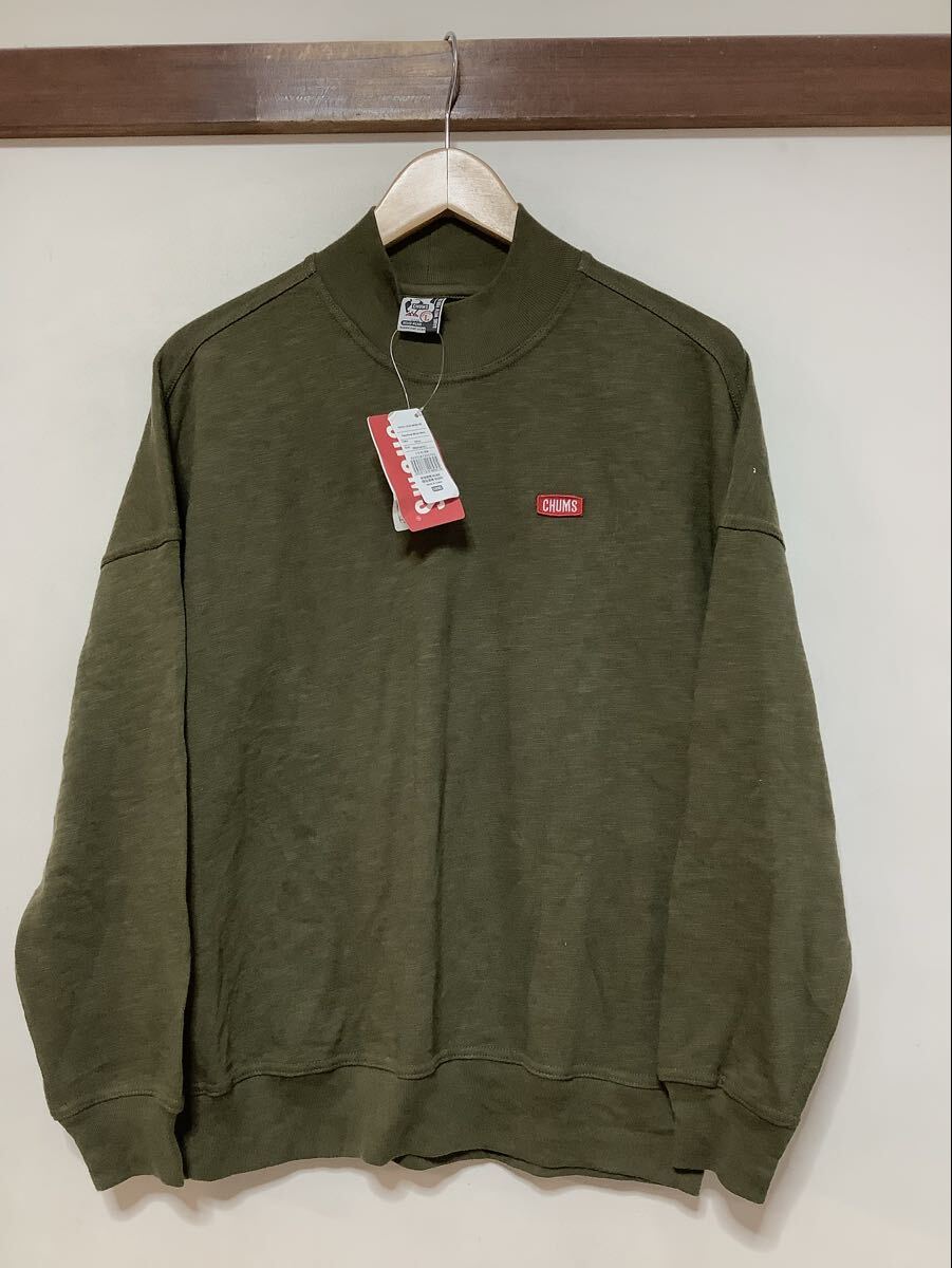 と1741 タグ付き CHUMS チャムス Keystone Mock Neck キーストーンモックネック 長袖Tシャツ ロンT L オリーブ レディース 拍卖