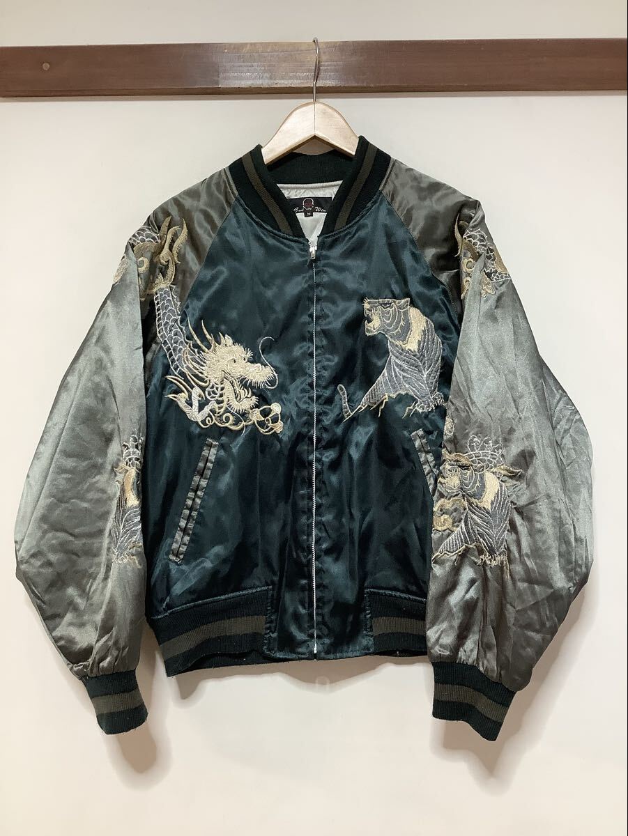 と1764 Cool Win クールウィン ホシヒメ 星姫 スカジャン スーベニアジャケット M ダークグリーン/グレーグリーン 龍 虎 中綿入り拍卖