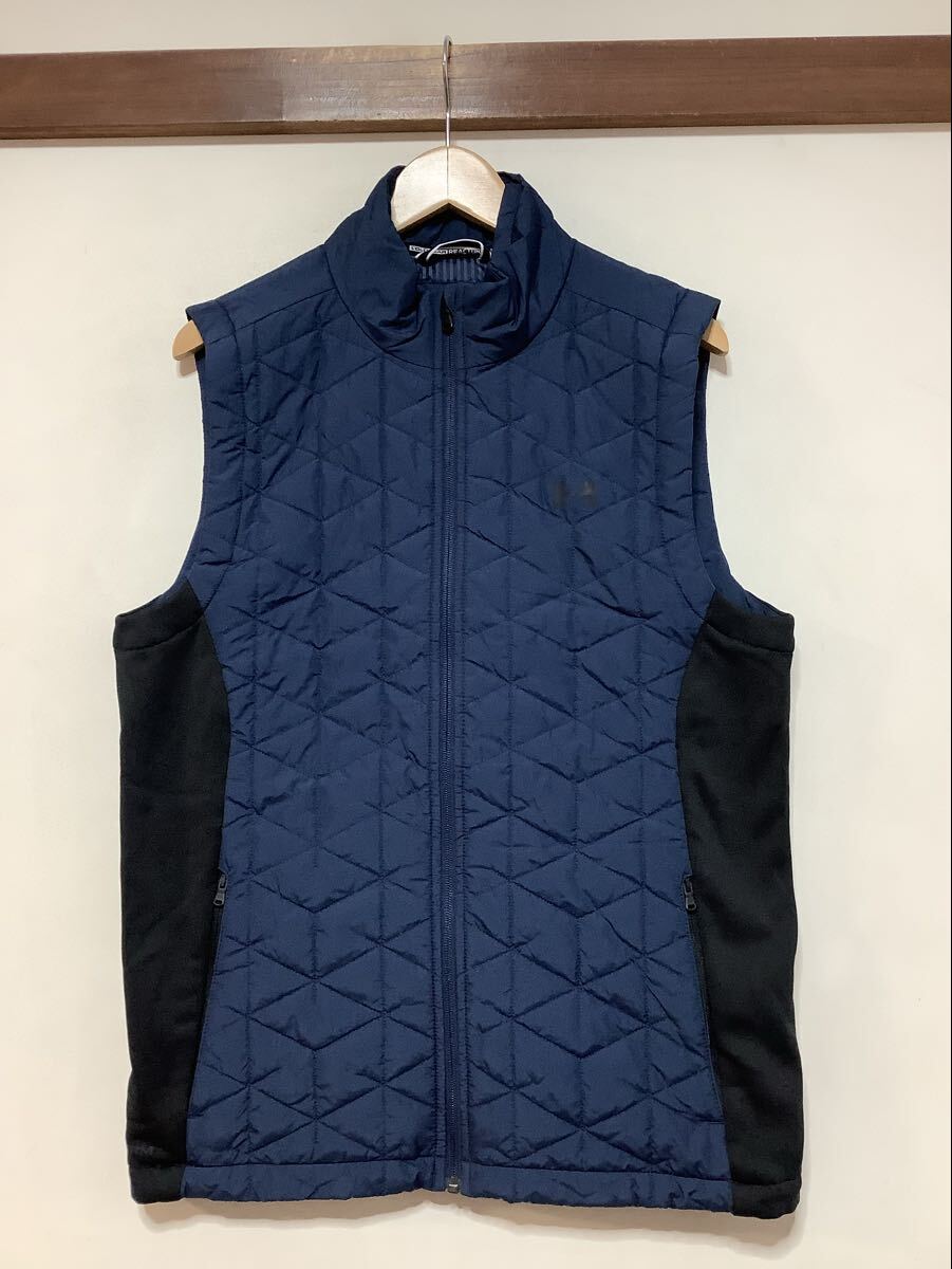 は1775 UNDER ARMOUR STORM アンダーアーマー 中綿ベスト ネイビー LG ロゴプリント ゴールドギア 拍卖