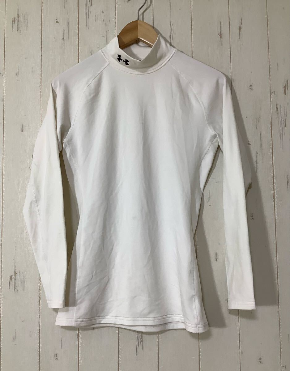 て1774 UNDER ARMOUR アンダーアーマー 長袖コンプレッションシャツ 長袖インナーシャツ LG ホワイト ロゴ刺繍拍卖