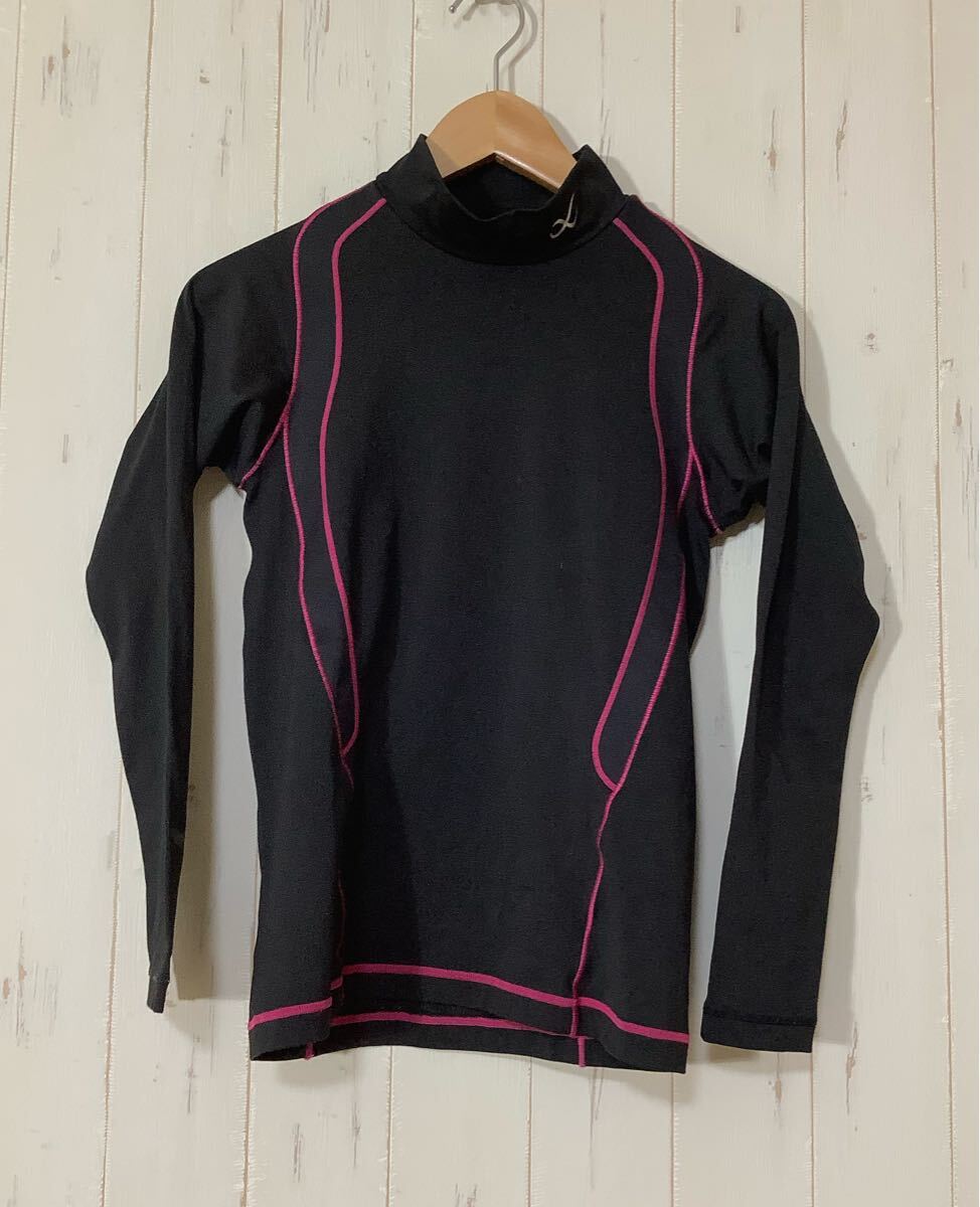 て1793 CW-X ワコール 長袖コンプレッションシャツ 長袖インナーシャツ M レディース ブラック ロゴプリント拍卖