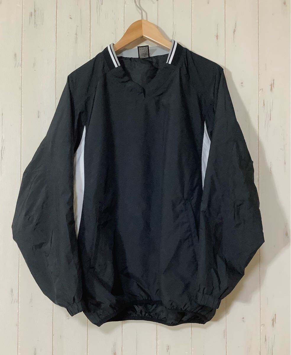 て1780 DESCENTE デサント 中綿 長袖プルオーバーコート ウインドブレーカー ウインドジャケット M ブラック\ホワイト 拍卖