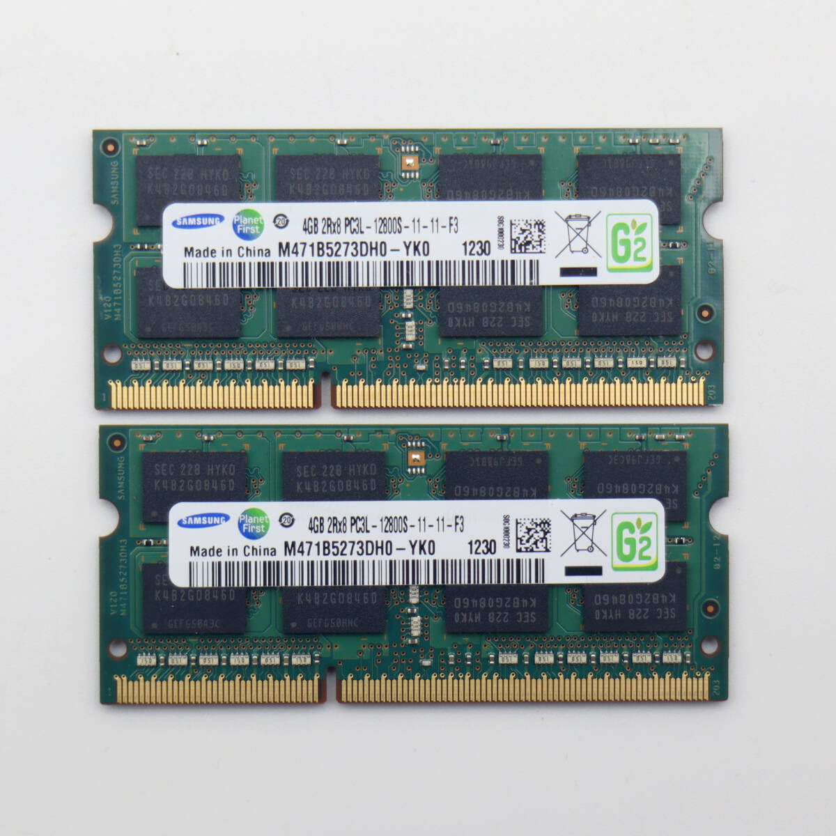 SAMSUNG 2Rx8 PC3L-12800S 【4GB×2枚組=8GB】DDR3L ノートPC用 メモリ 204ピン DDR3L-1600拍卖