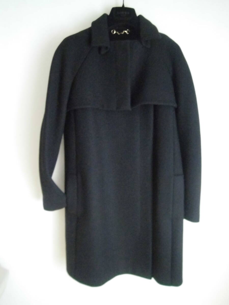 グッチ★カシミヤ入りウールコート★バック2ベンツデザイン★ブラック(42拍卖