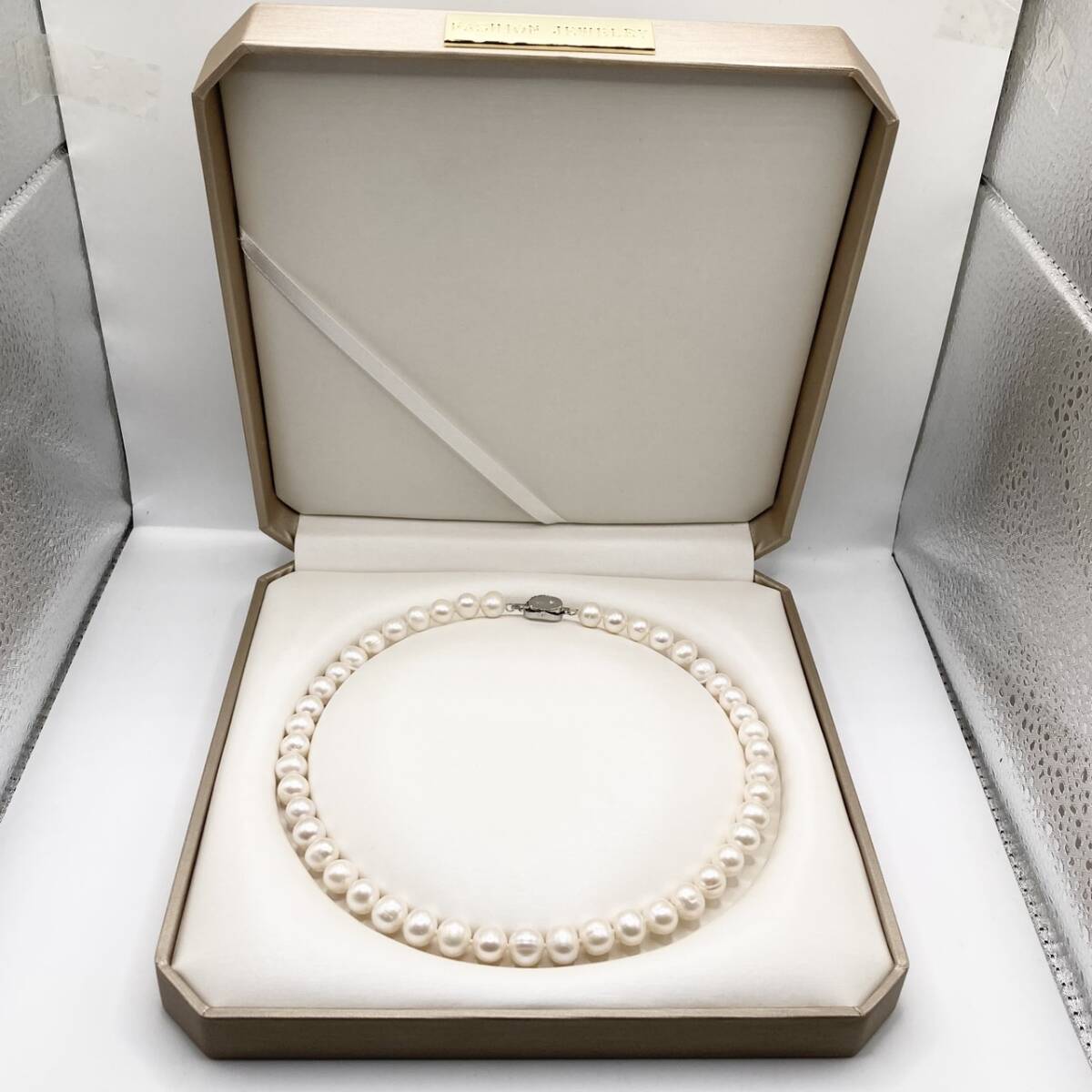 #17829 パールネックレス SILVER925 刻印 SV925 シルバー 真珠 8.5-9㎜ 46.5g 箱付/未使用拍卖